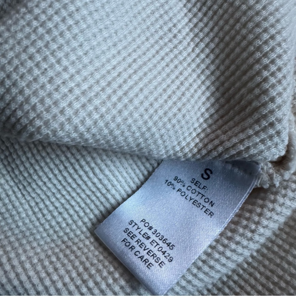 Waffle Knit Oversized Tee Cream Small Slouchy Thermal Top Casual - Picture 5 of 7